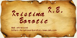 Kristina Borotić vizit kartica